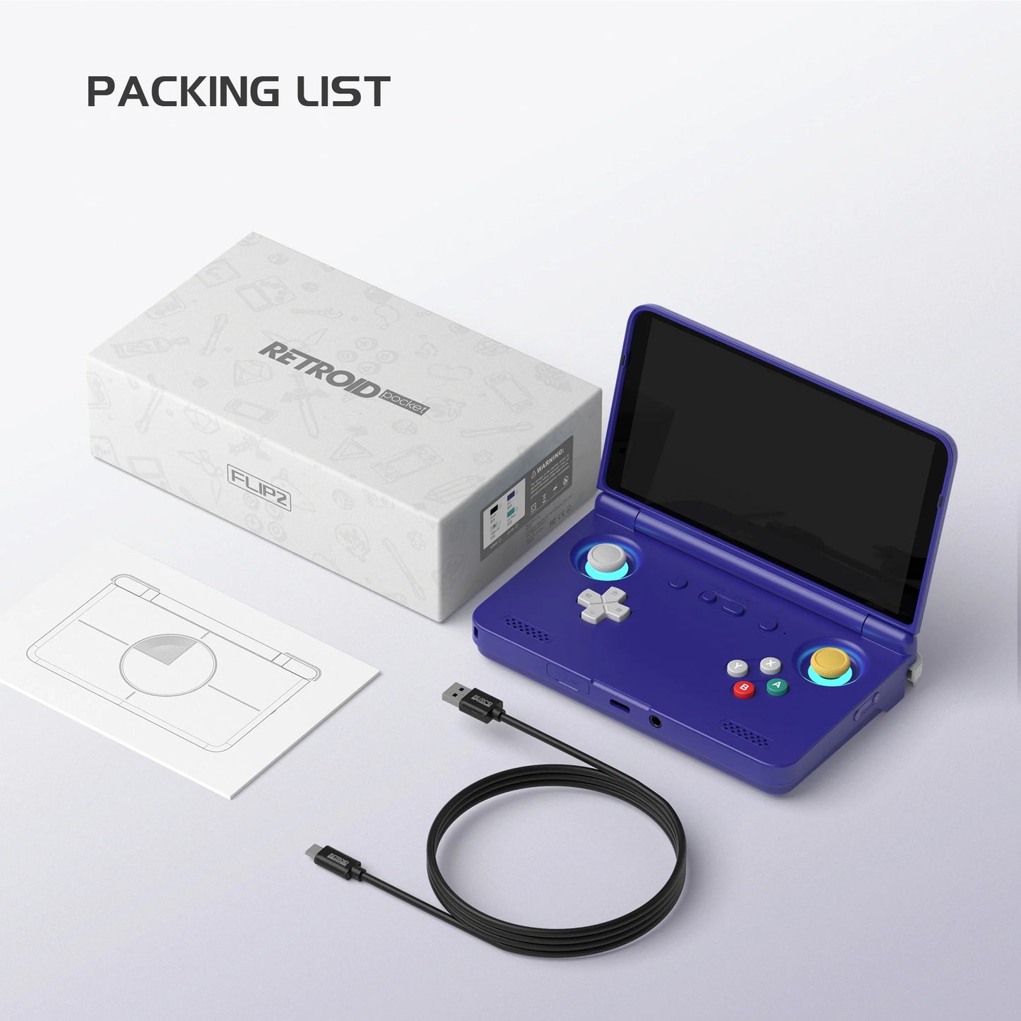 Retroid Pocket Flip 2 Foldable Retro Handheld Game Console - Packing List