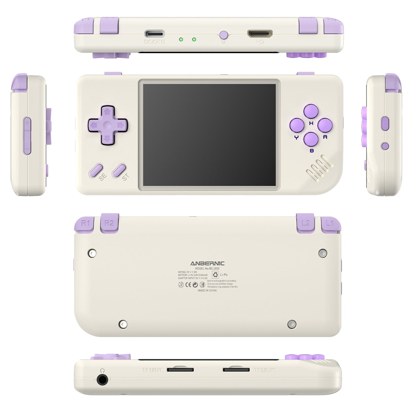 Anbernic RG 28XX Retro Handheld Game Console - Beige White