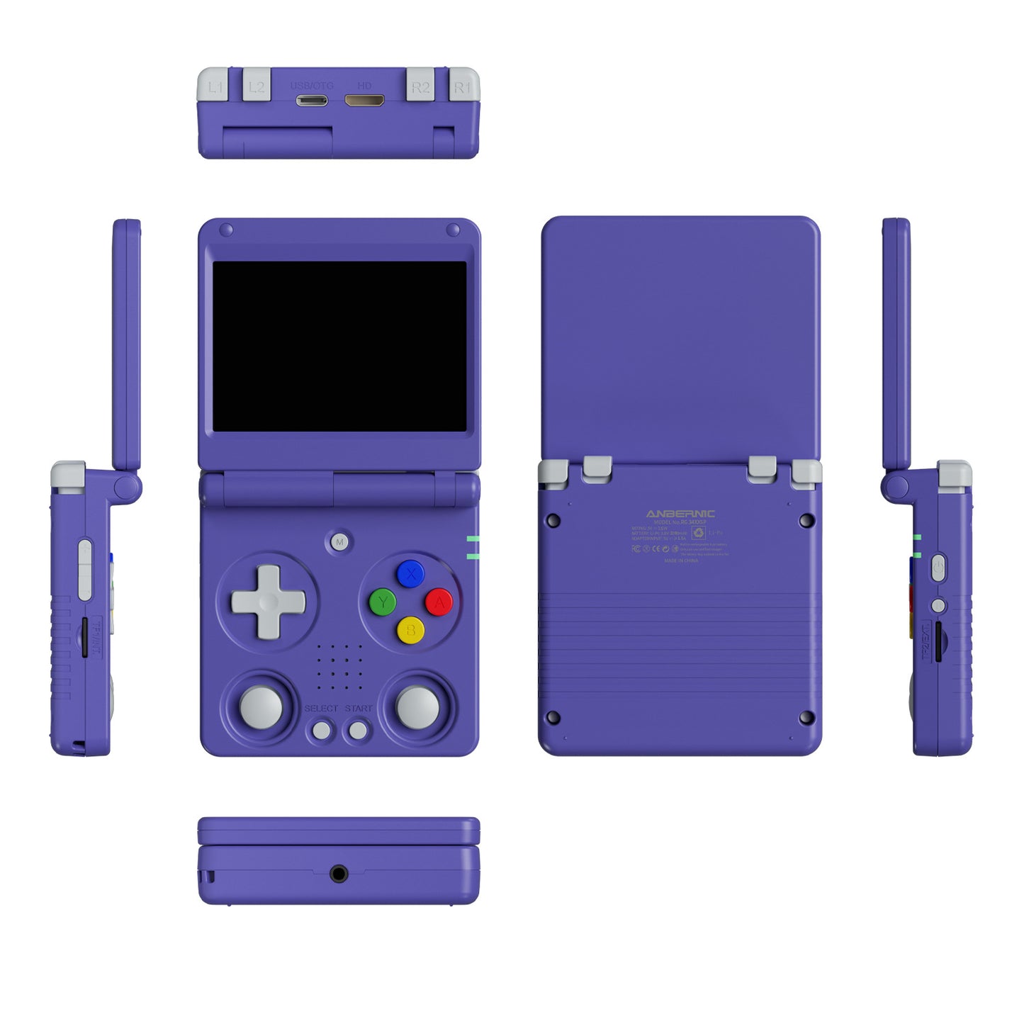 Anbernic RG 34XXSP Foldable Retro Handheld Game Console - Indigo