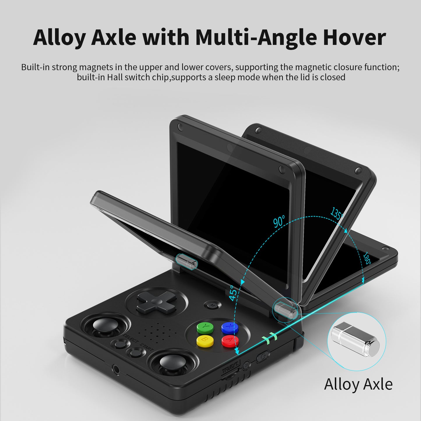Anbernic RG 34XXSP Foldable Retro Handheld Game Console - Alloy Axle with Multi-Angle Hover