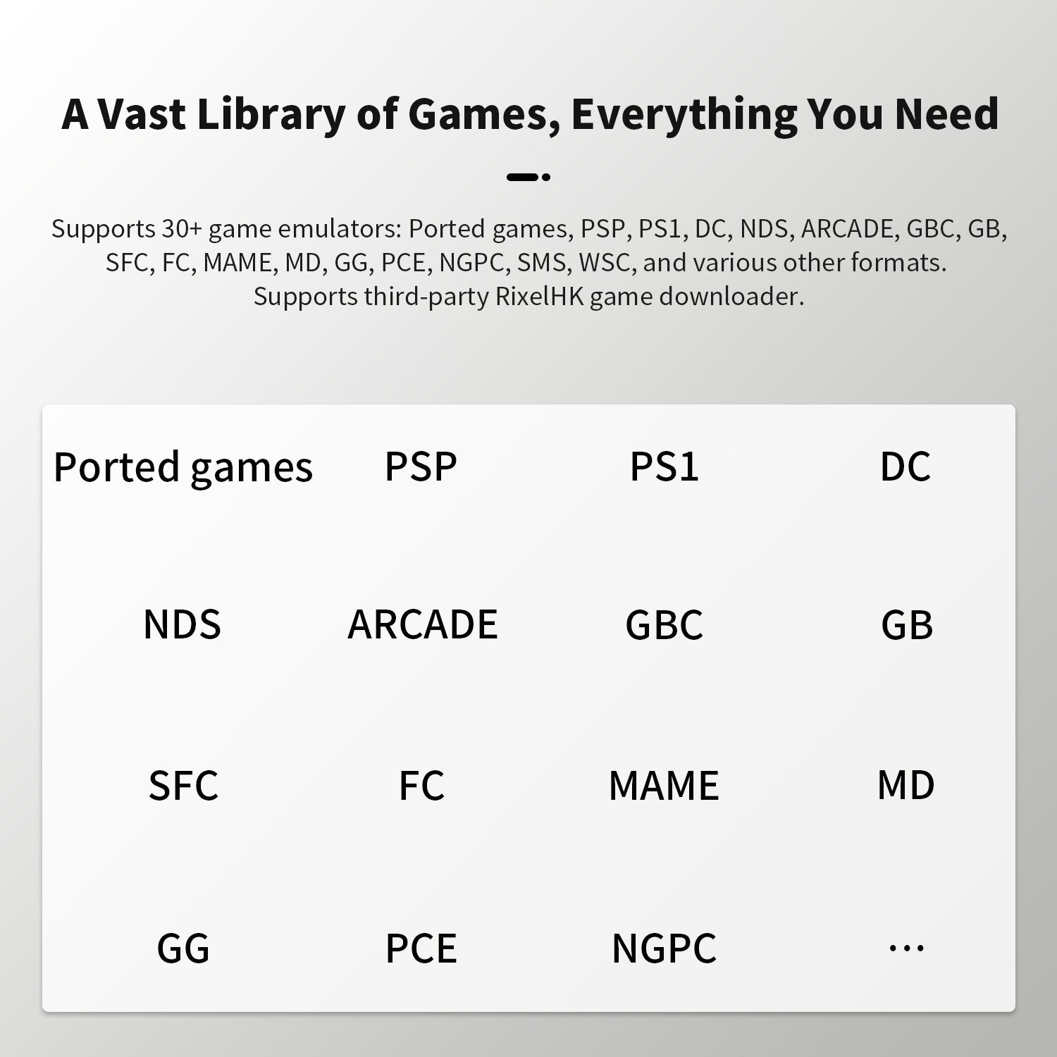 Anbernic RG 34XXSP Foldable Retro Handheld Game Console - Supported Emulators