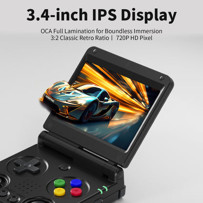Anbernic RG 34XXSP Foldable Retro Handheld Game Console - 3.4 inch IPS Display
