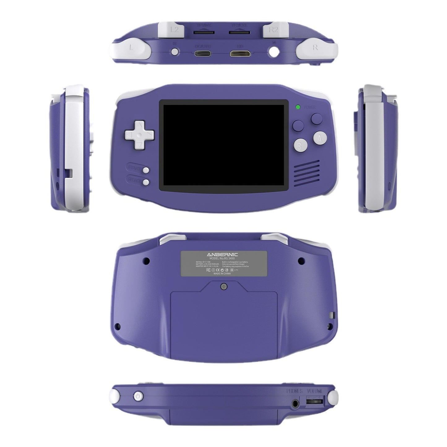Anbernic RG 34XX Retro Handheld Gaming Console - Indigo