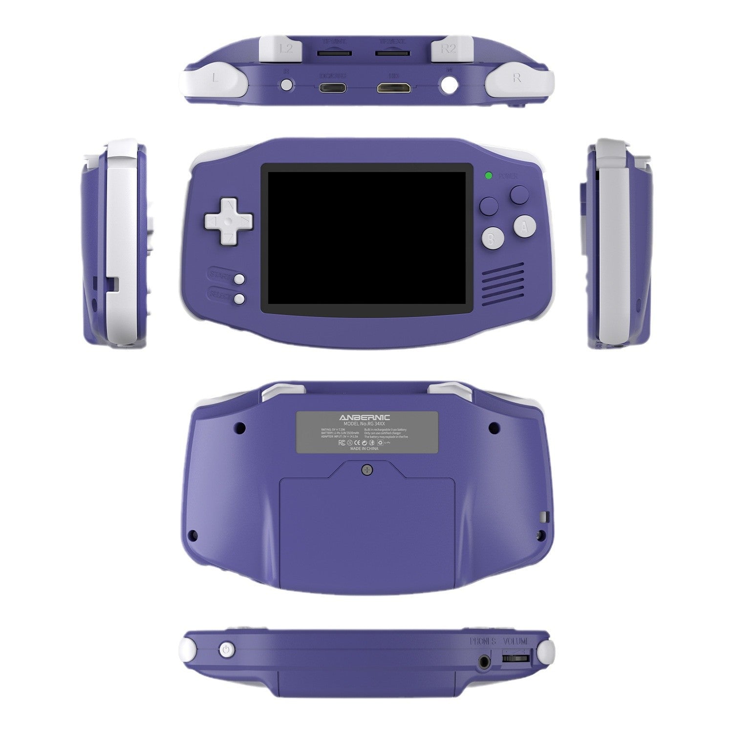 Anbernic RG 34XX Retro Handheld Gaming Console - Indigo