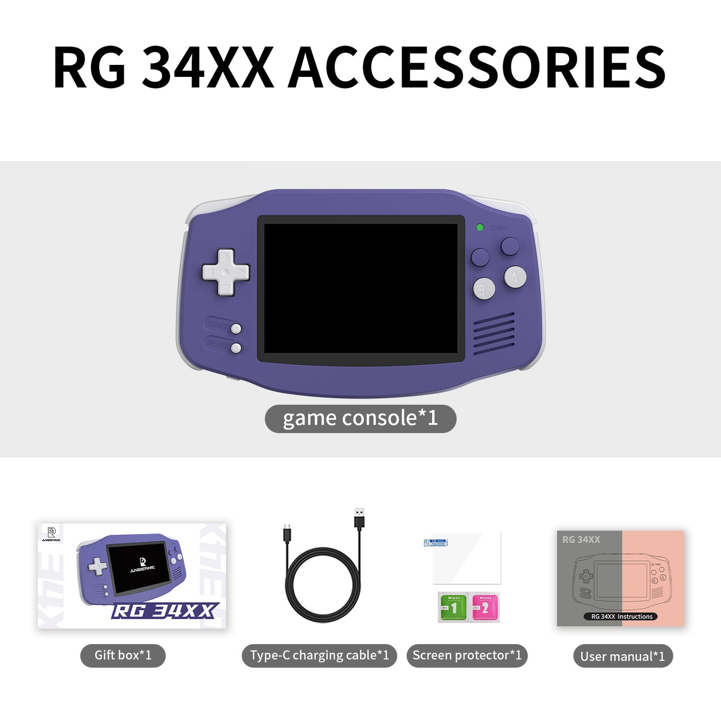 Anbernic RG 34XX Retro Handheld Gaming Console - Accessories