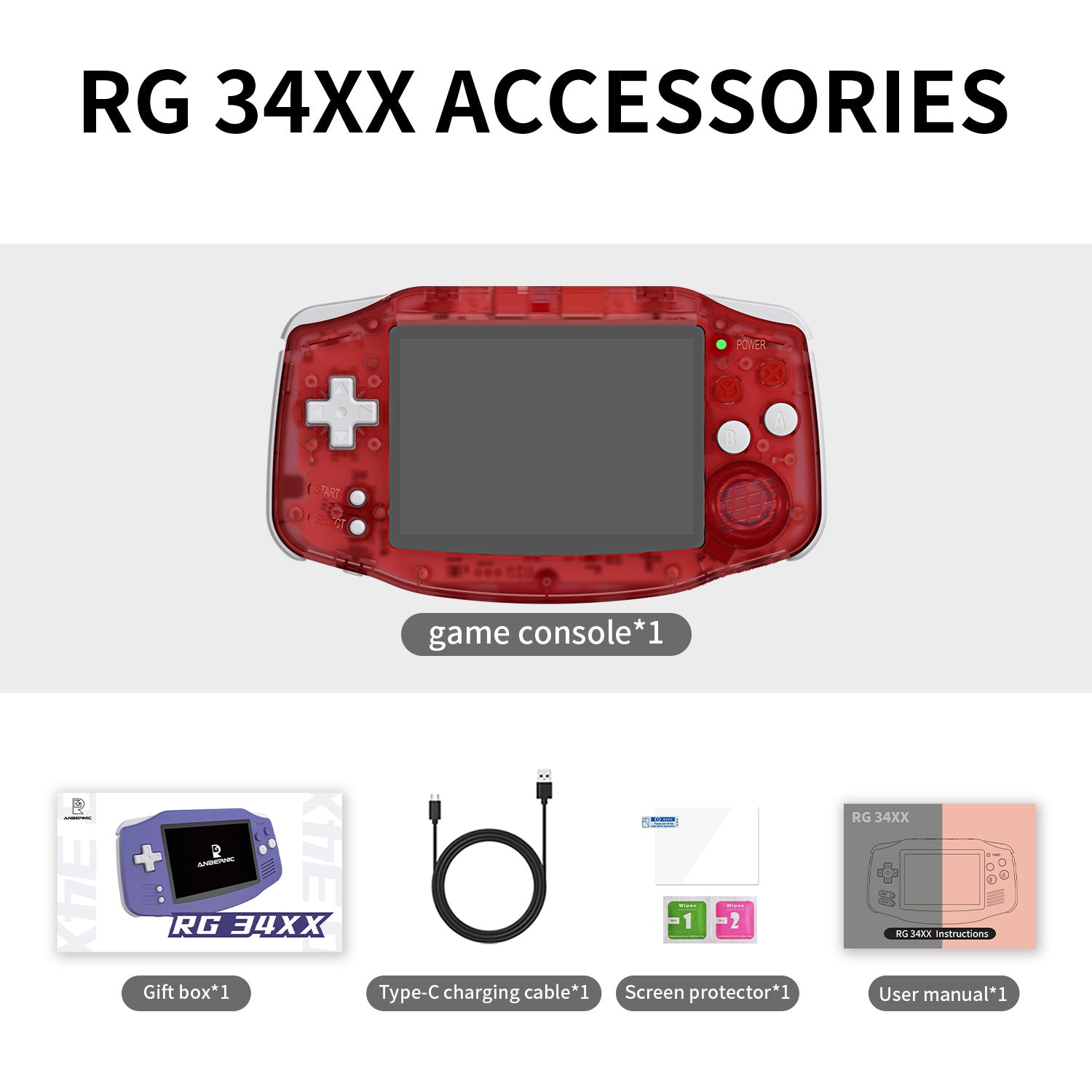 Anbernic RG 34XX Retro Handheld Gaming Console - Accessories