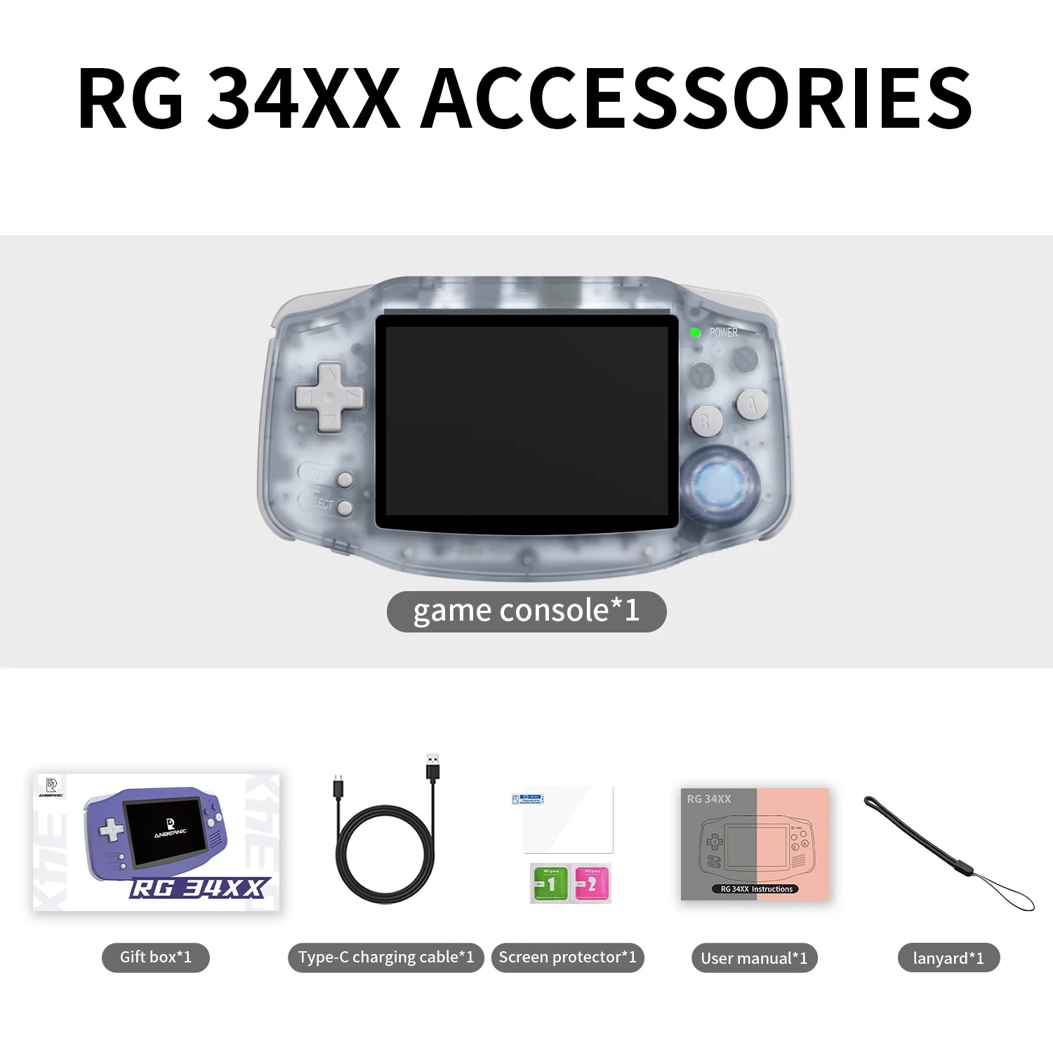 Anbernic RG 34XX Retro Handheld Gaming Console - Accessories