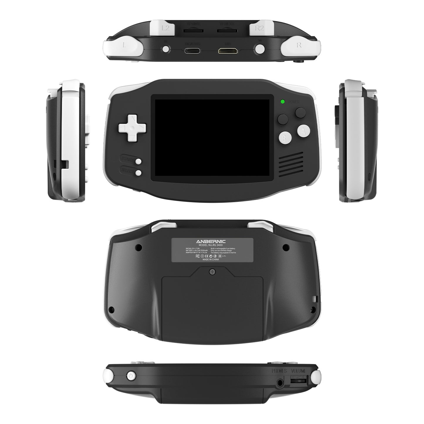 Anbernic RG 34XX Retro Handheld Gaming Console - Black