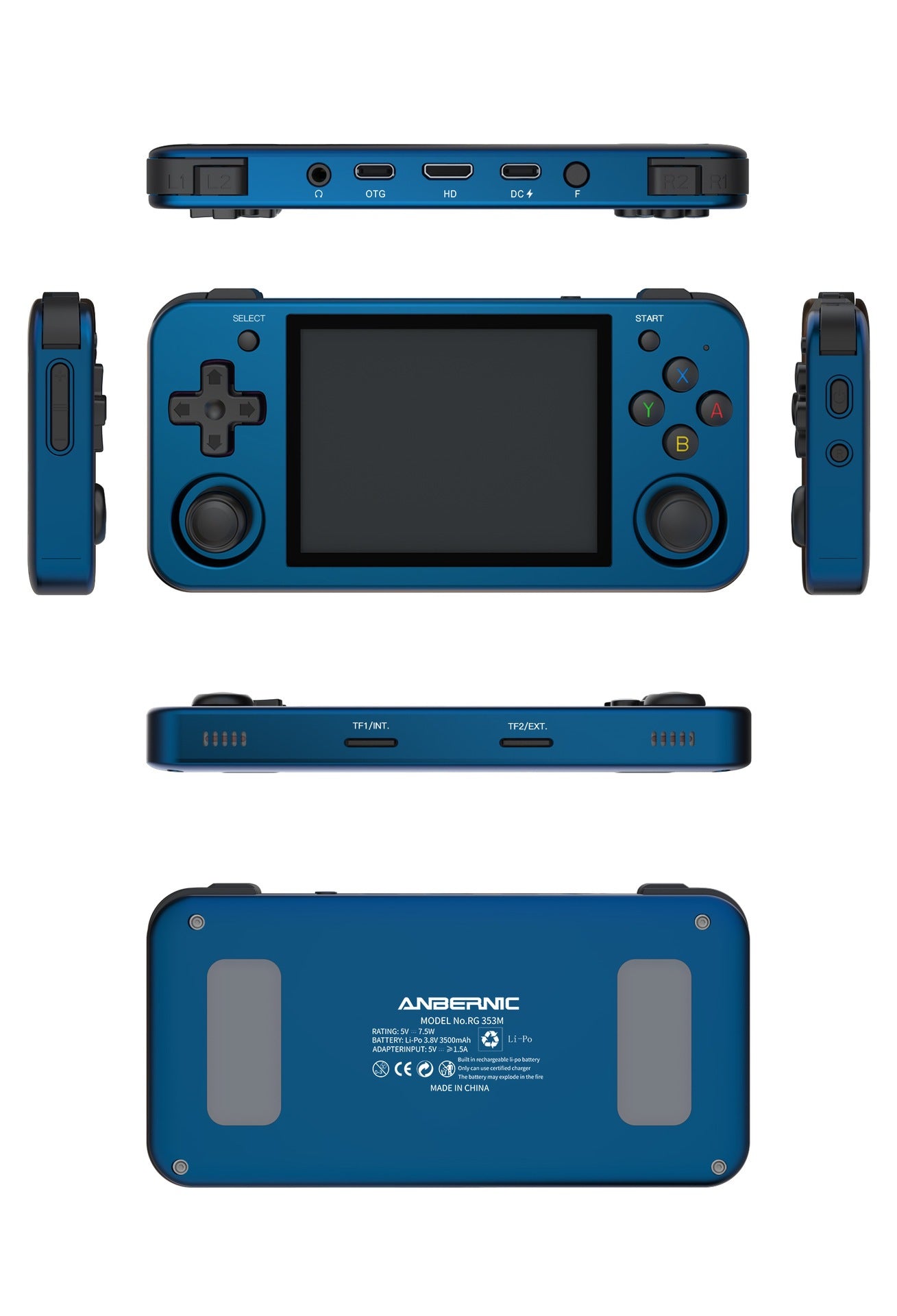 Anbernic RG 353M Retro Handheld Gaming Console - Blue