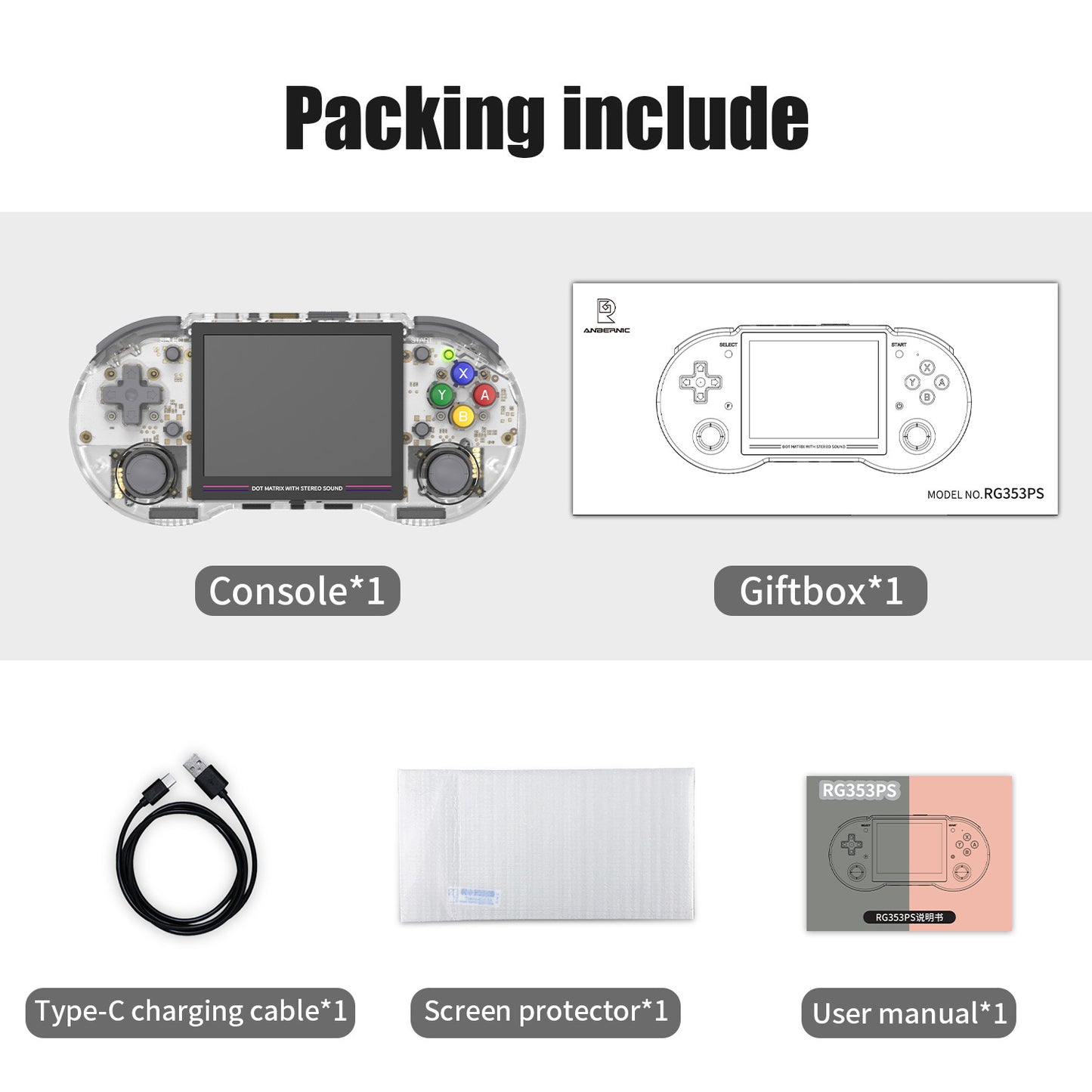 Anbernic RG 353PS Retro Handheld Game Console - Accessories