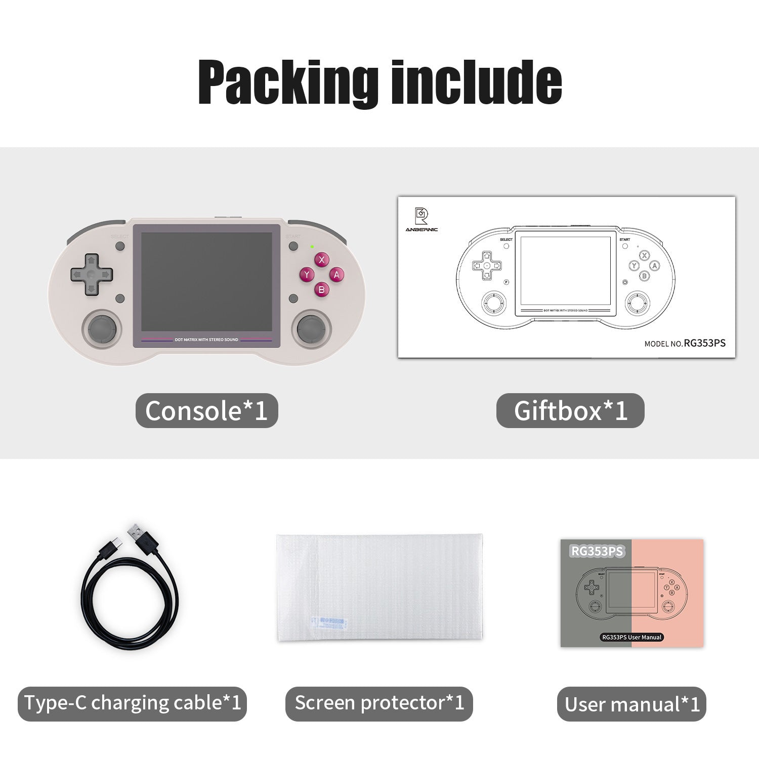 Anbernic RG 353PS Retro Handheld Game Console - Accessories