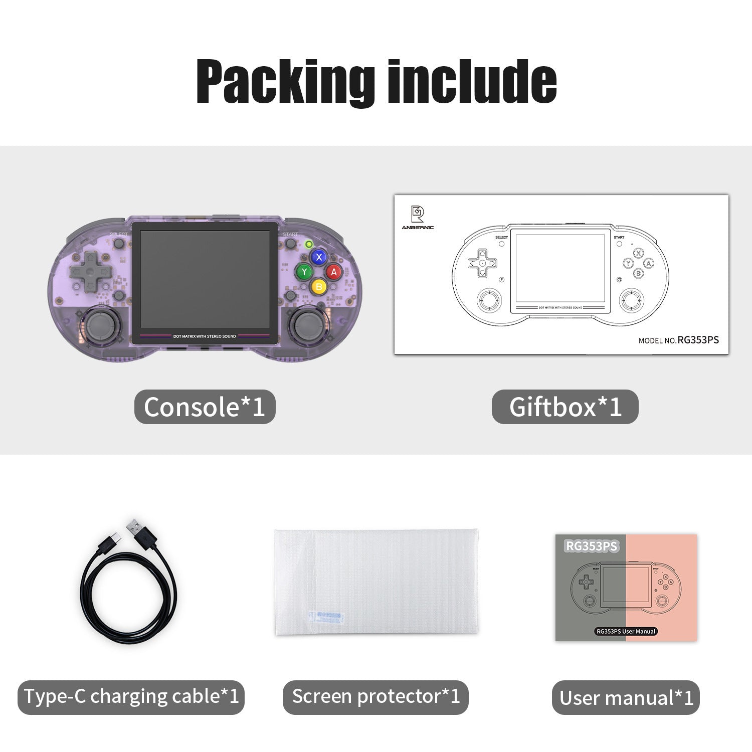 Anbernic RG 353PS Retro Handheld Game Console - Accessories