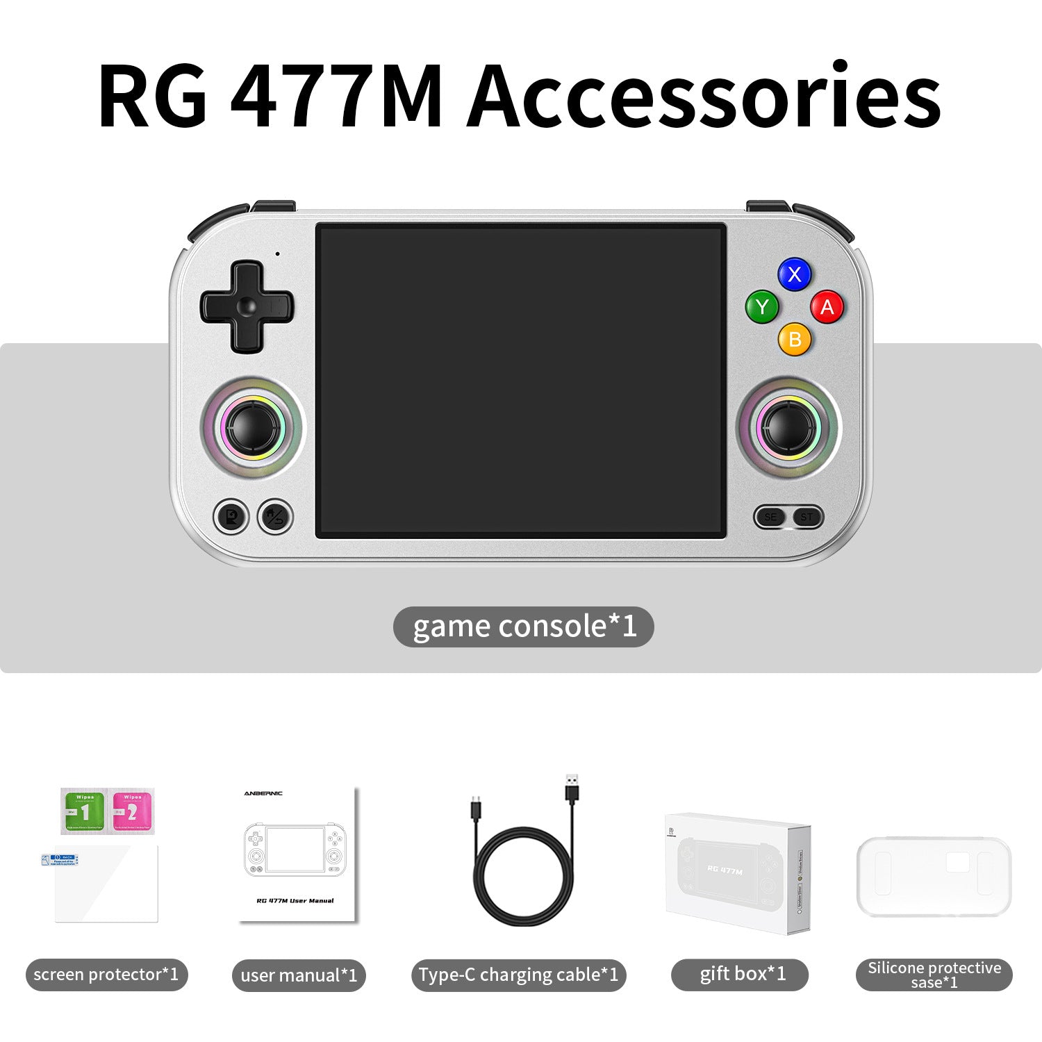 Anbernic RG 353P Retro Handheld Game Console - Silver Blade