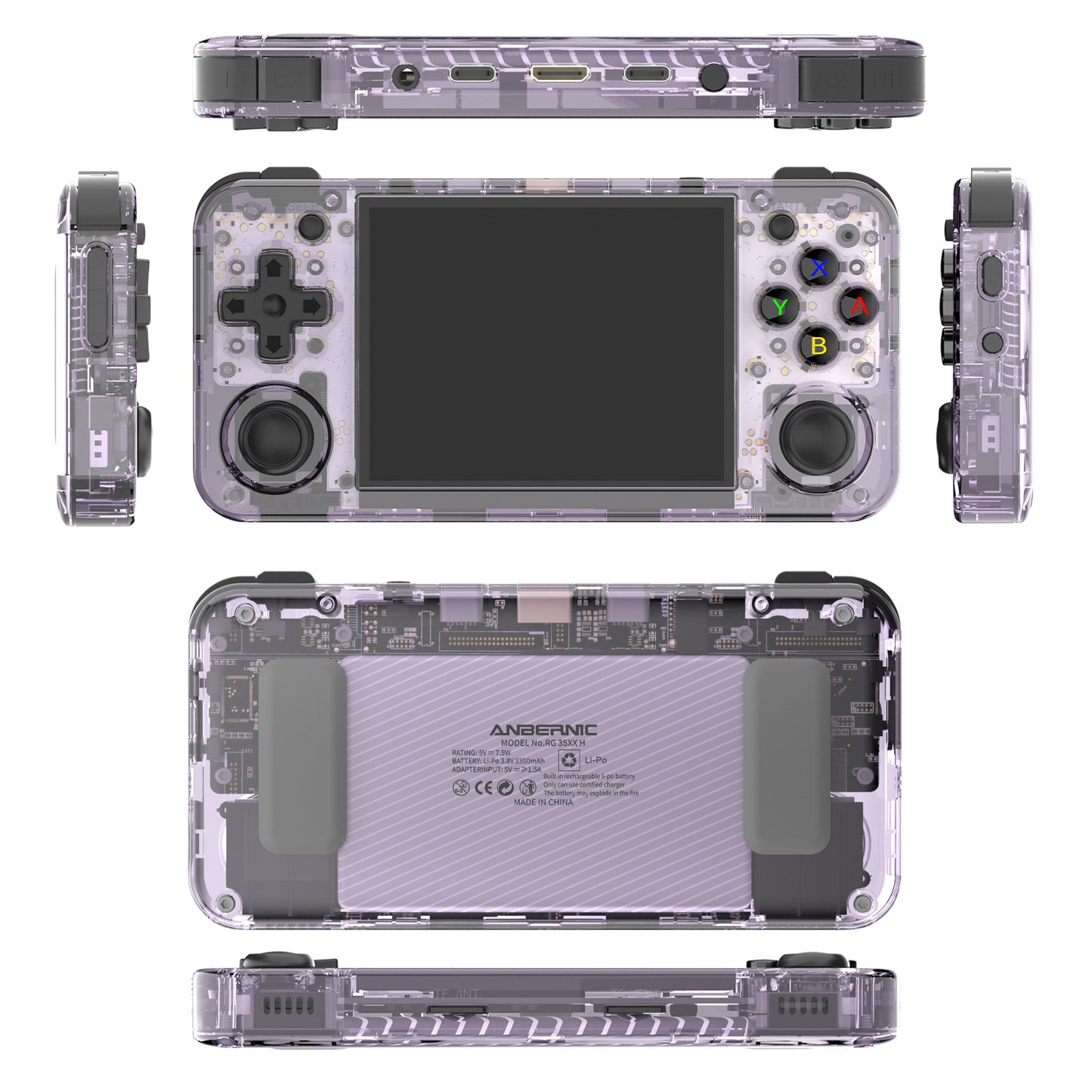 Anbernic RG 35XXH Retro Handheld Game Console - Transparent Purple