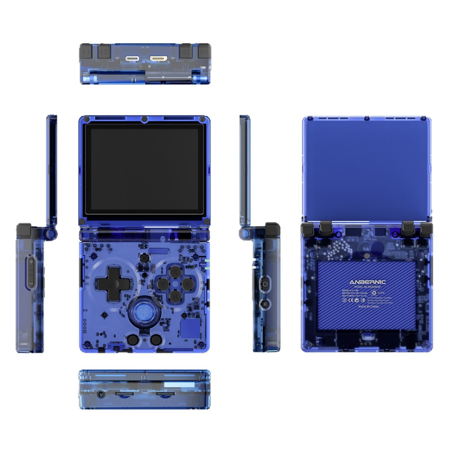 Anbernic RG 35XXSP Foldable Retro Handheld Game Console - Transparent Blue