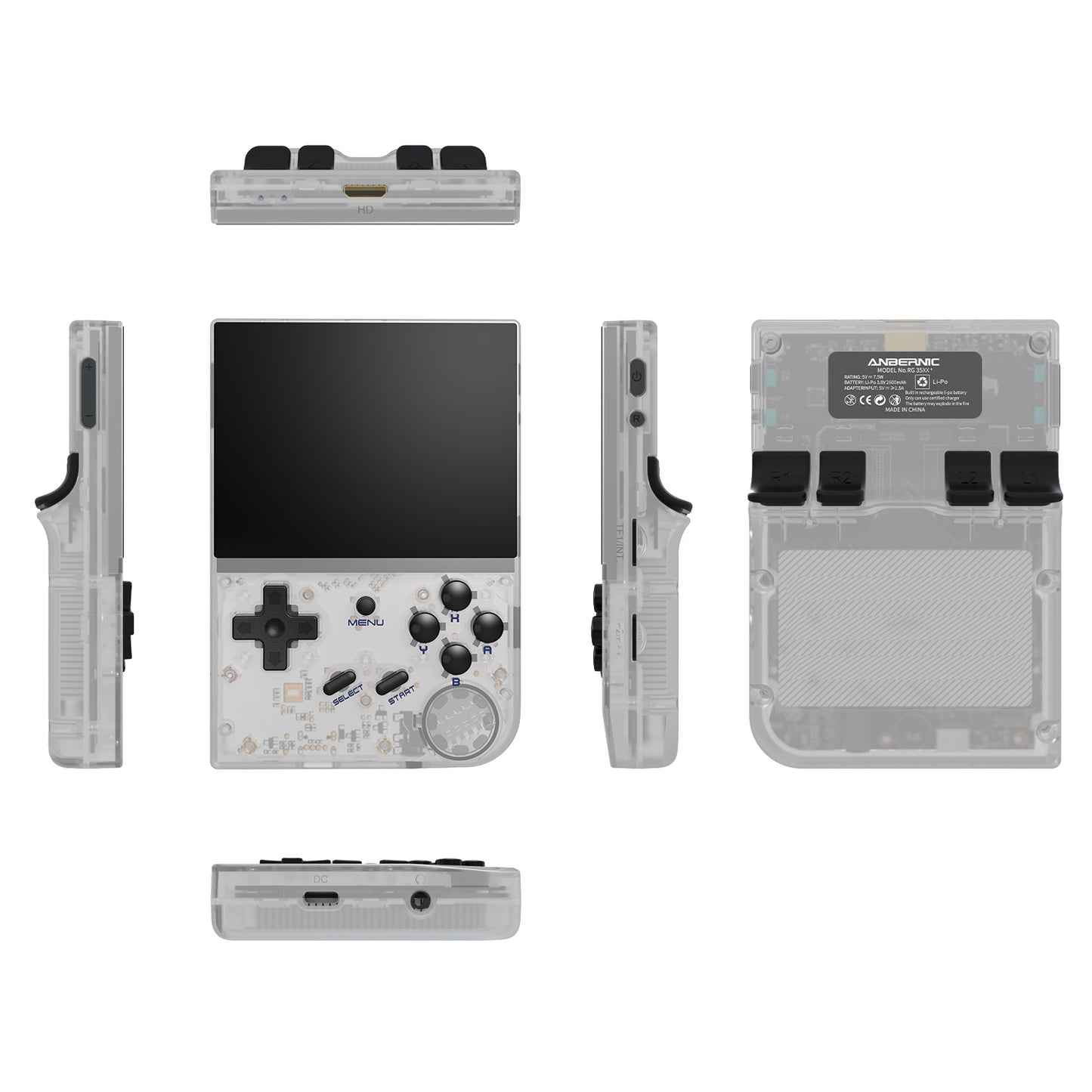 Anbernic RG 35XX Retro Handheld Game Console - Transparent White