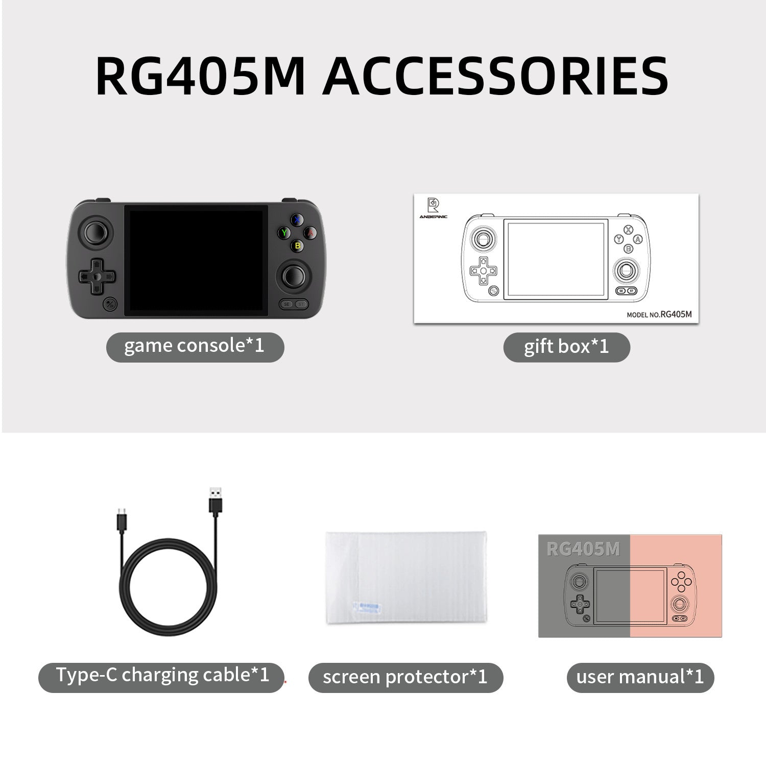 Anbernic RG 405M Android Retro Handheld Game Console - Packing List