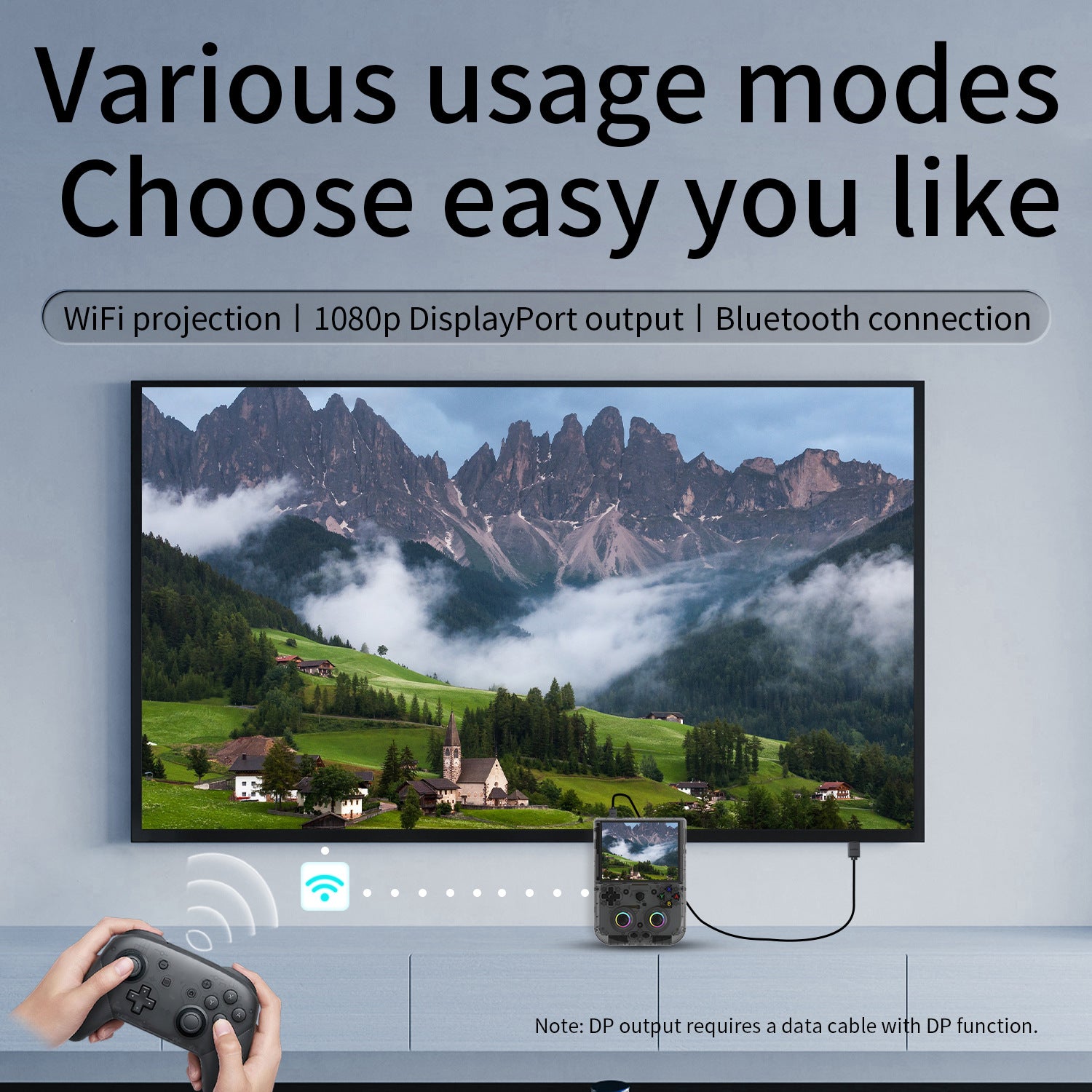 Anbernic RG 406V Retro Handheld Game Console - Various usage modes