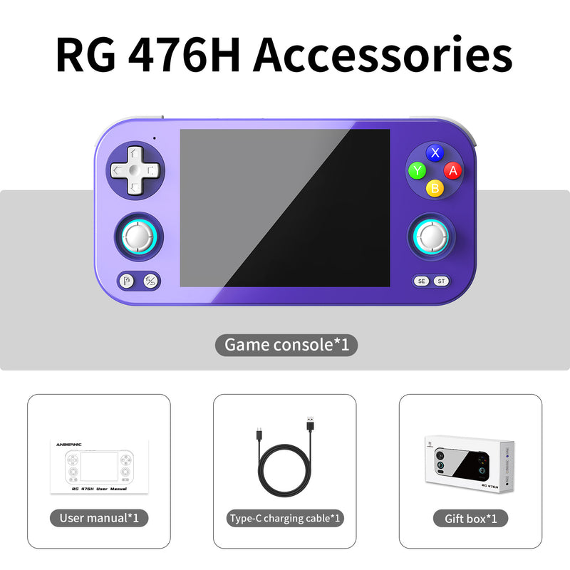 Anbernic RG 476H Android Retro Handheld Game Console - Packing List Indigo