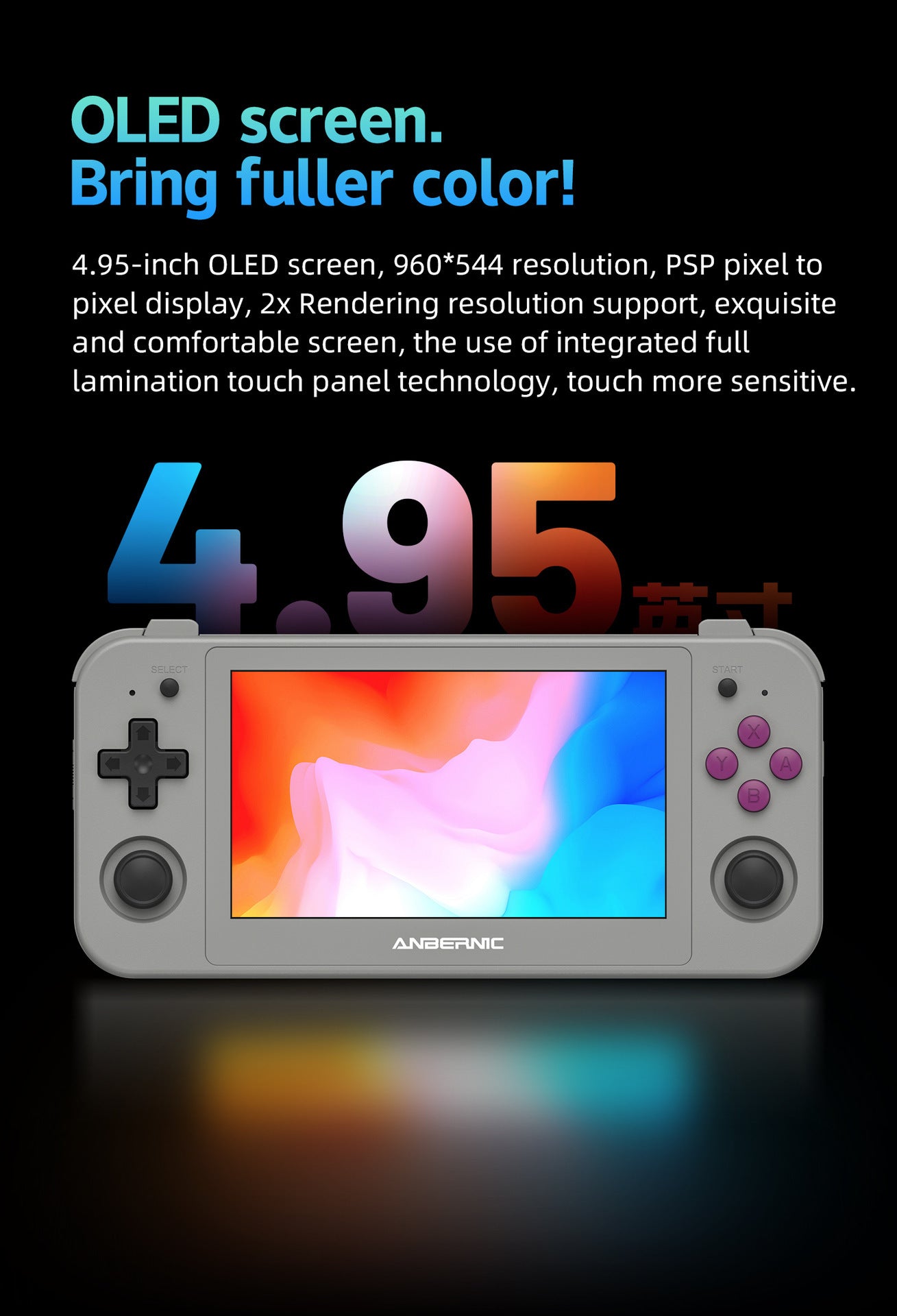 Anbernic RG 505 Android Retro Handheld Gaming Console - 4.95 Inch OLED Screen