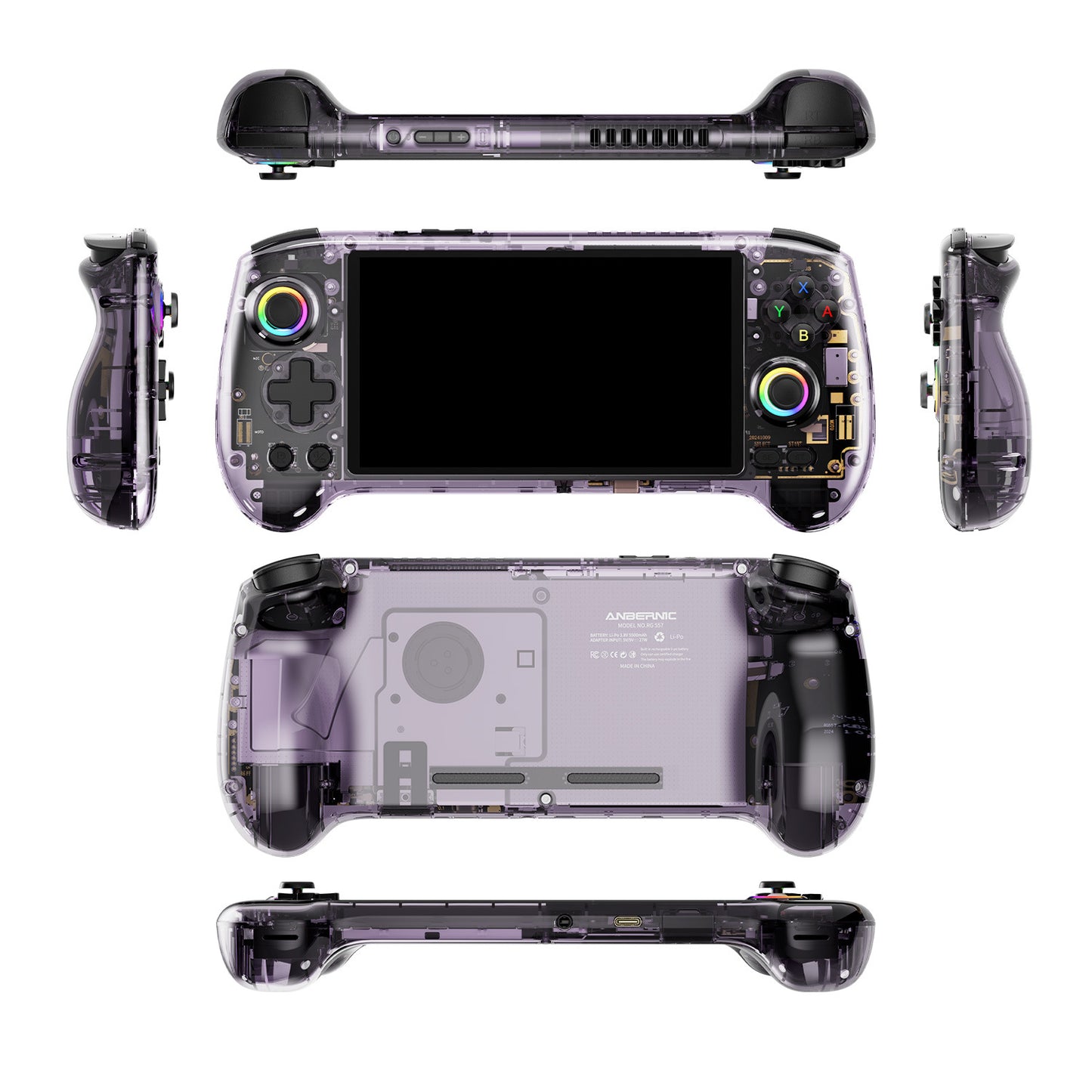 Anbernic RG 557 Android Retro Handheld Game Console - Transparent Purple