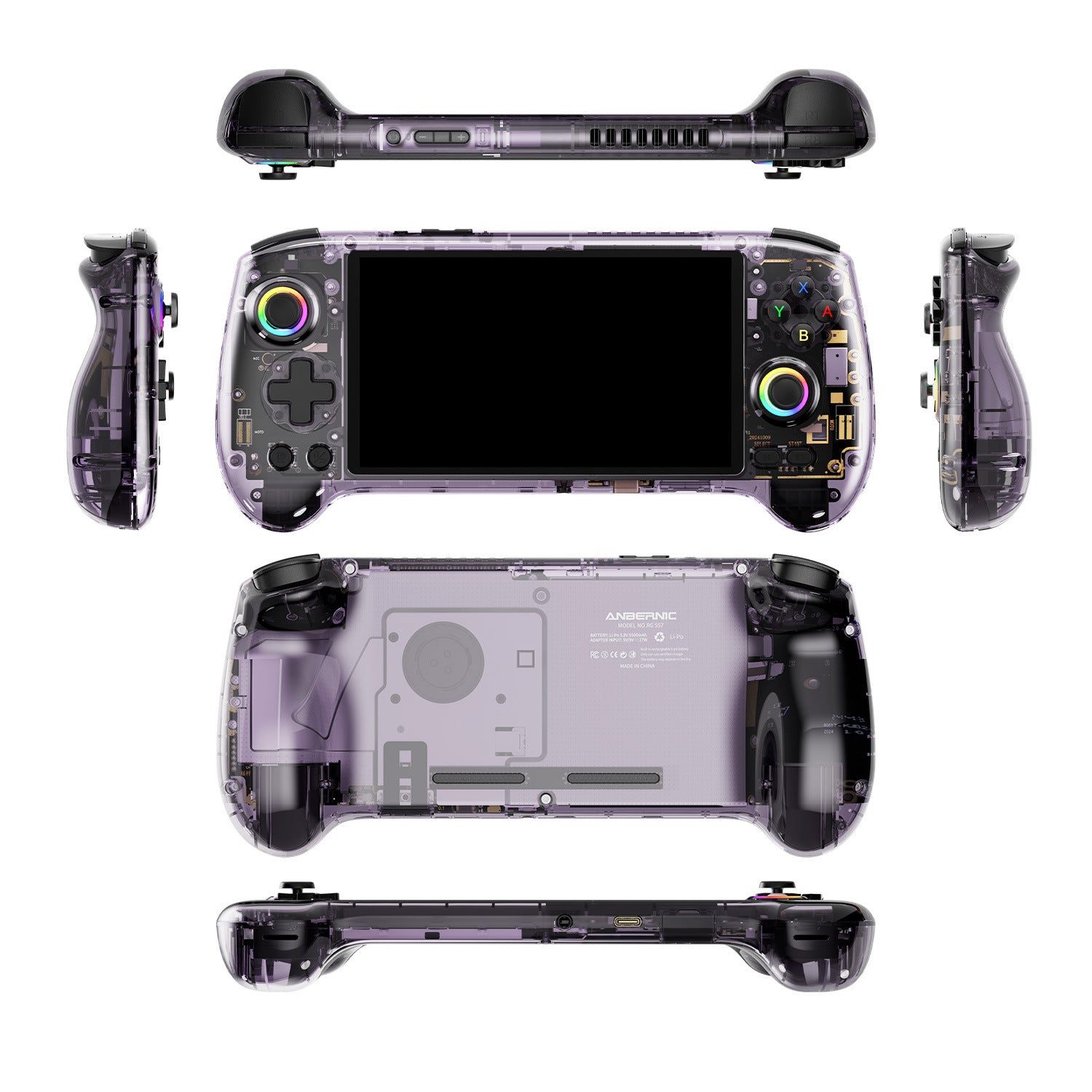Anbernic RG 557 Android Retro Handheld Game Console - Transparent Purple