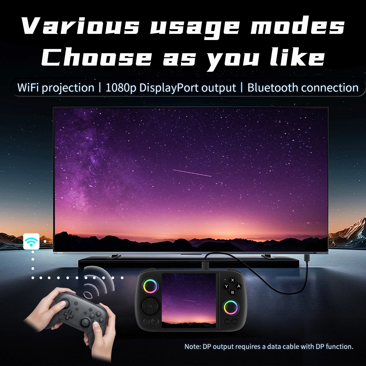 Anbernic RG Cube Retro Handheld Game Console - Various Usage Modes