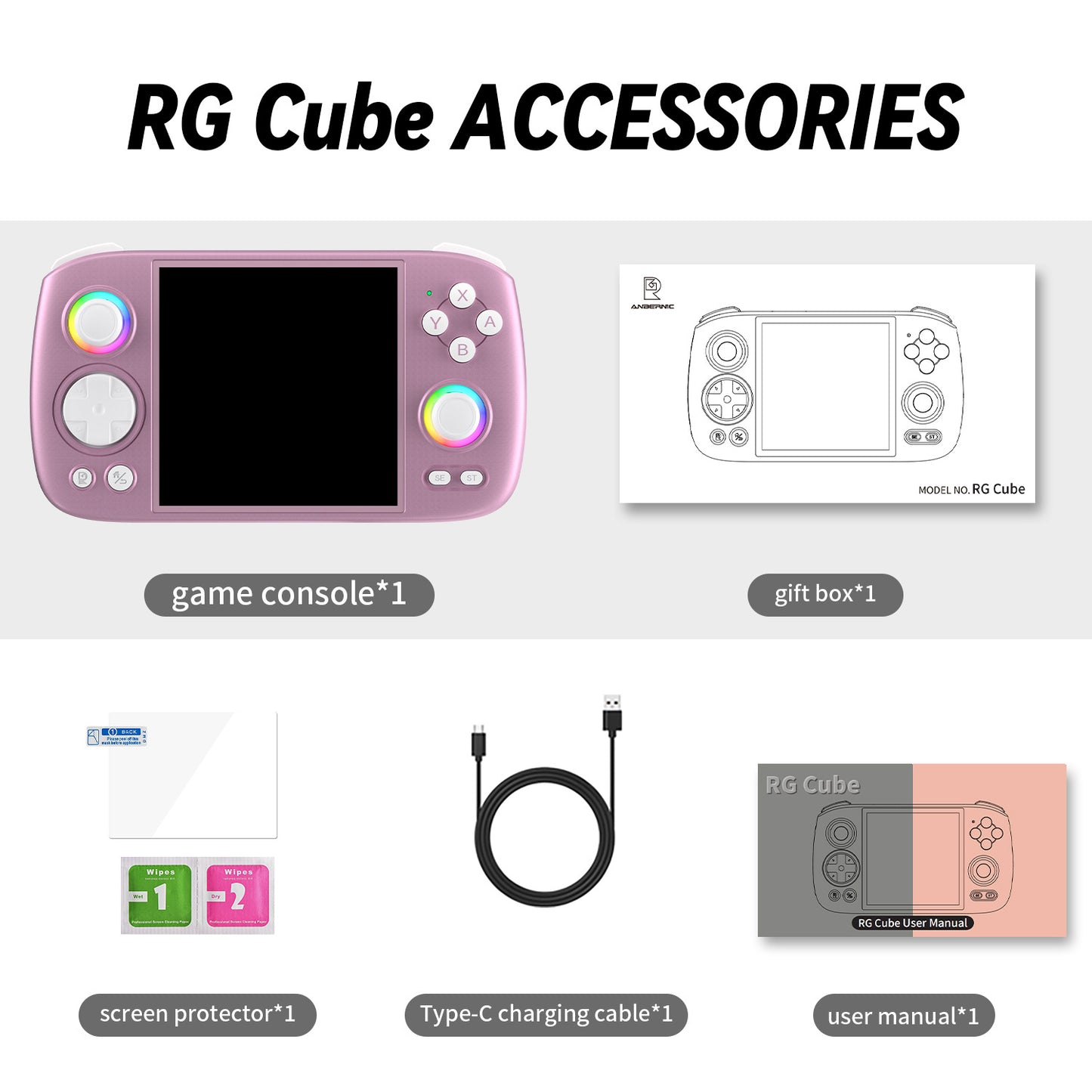 Anbernic RG Cube Retro Handheld Game Console - Accessories