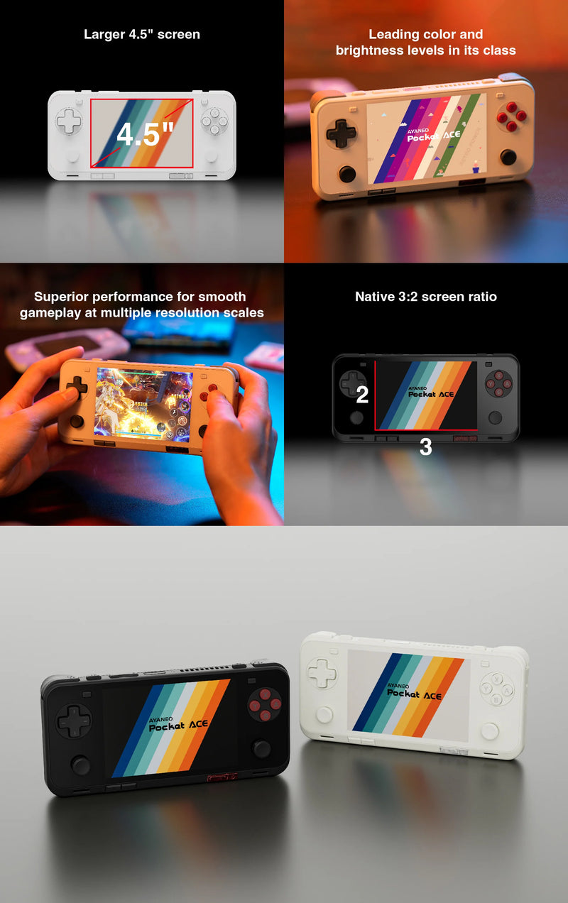 Ayaneo Pocket ACE G3X Gen2 Retro Handheld Game Console - Colorful Screens