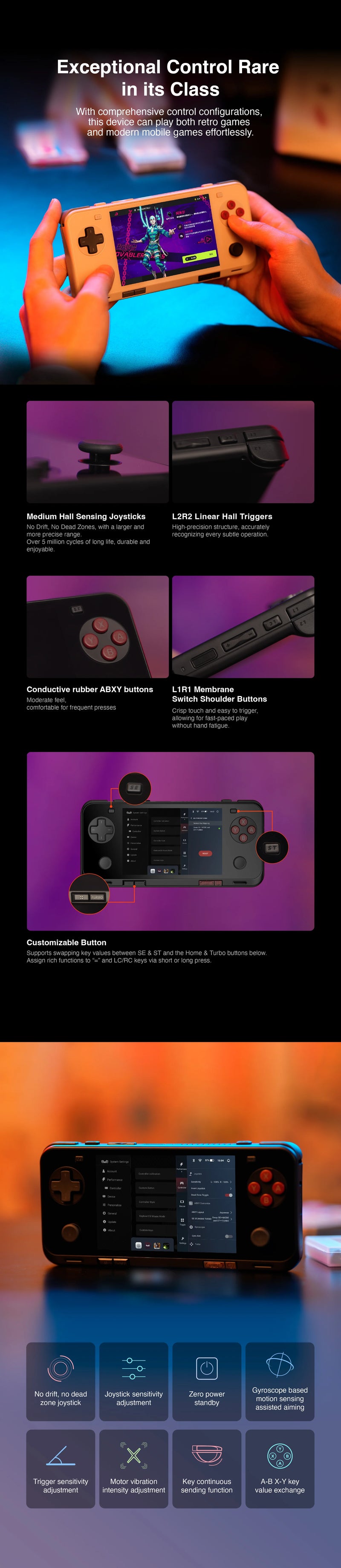 Ayaneo Pocket ACE G3X Gen2 Retro Handheld Game Console - Buttons and Features