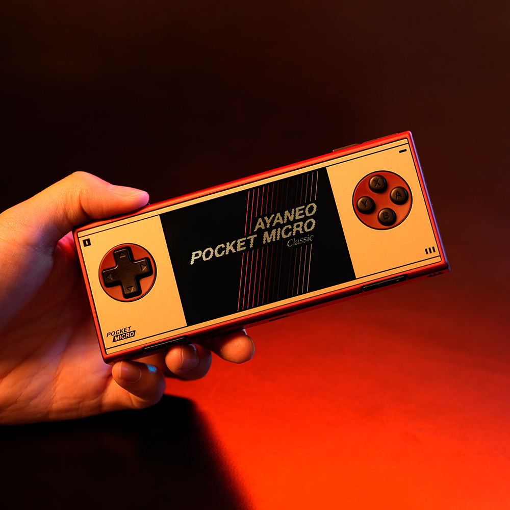 Ayaneo Pocket Micro Classic Retro Handheld Game Console - Retro Gold Front View
