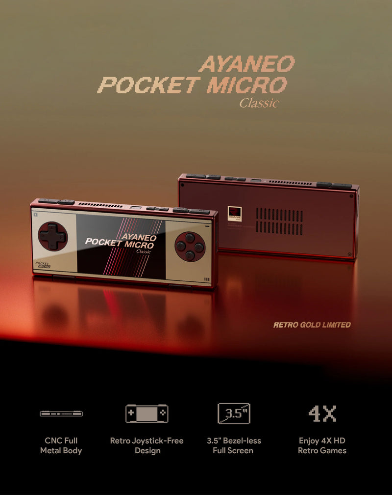 Ayaneo Pocket Micro Classic Retro Handheld Game Console - Retro Gold Limited Edition