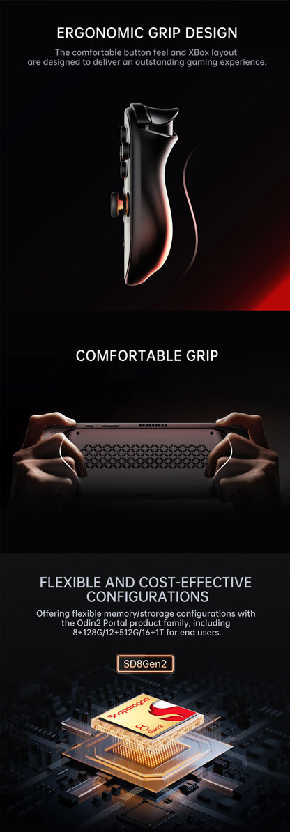 Ayn Odin 2 Portal 7” OLED Screen Retro Handheld Game Console - Comfortable Grip and High Performance Chip