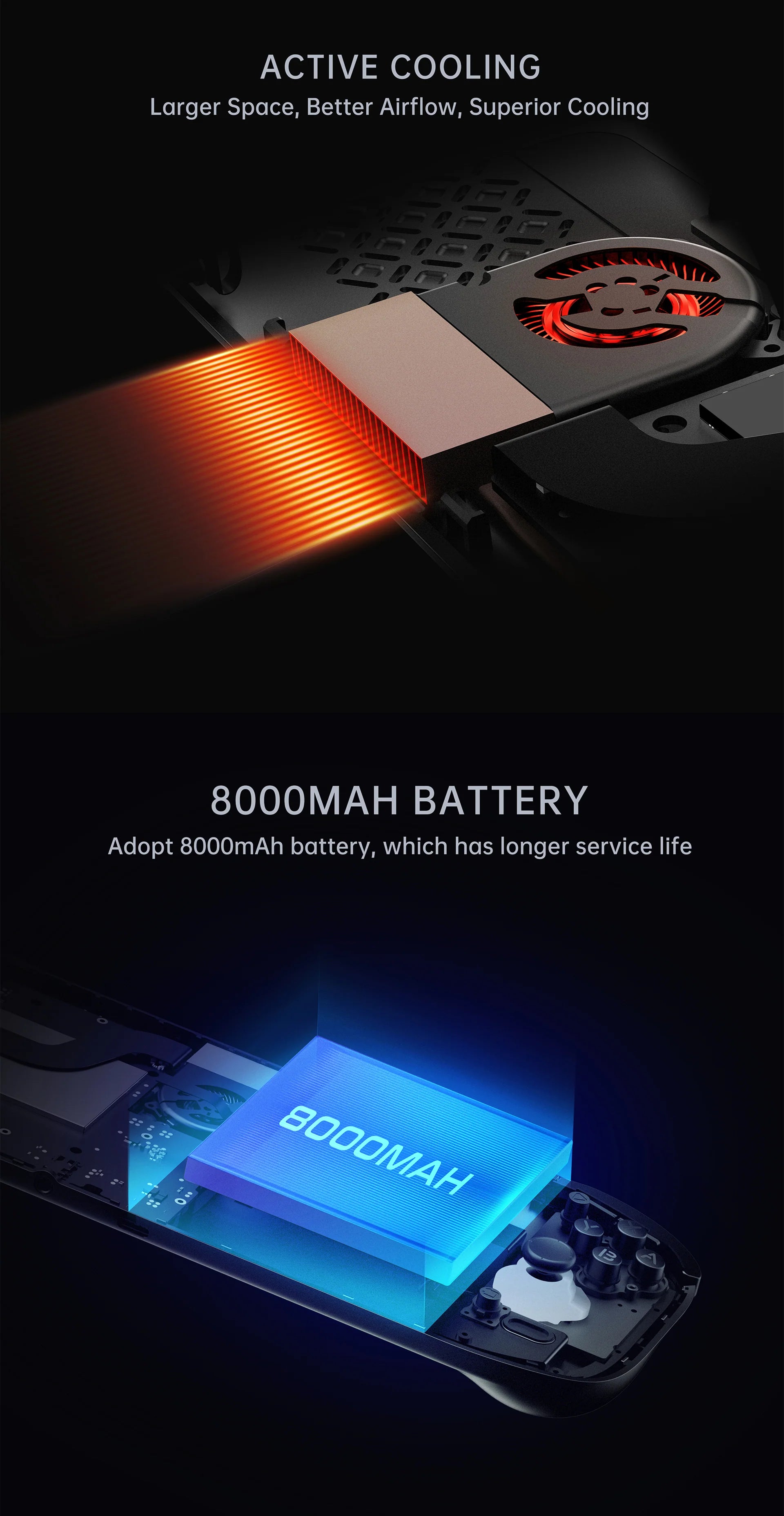 Ayn Odin 2 Portal 7” OLED Screen Retro Handheld Game Console - Active Cooling System and 8000 mAh Battery Life