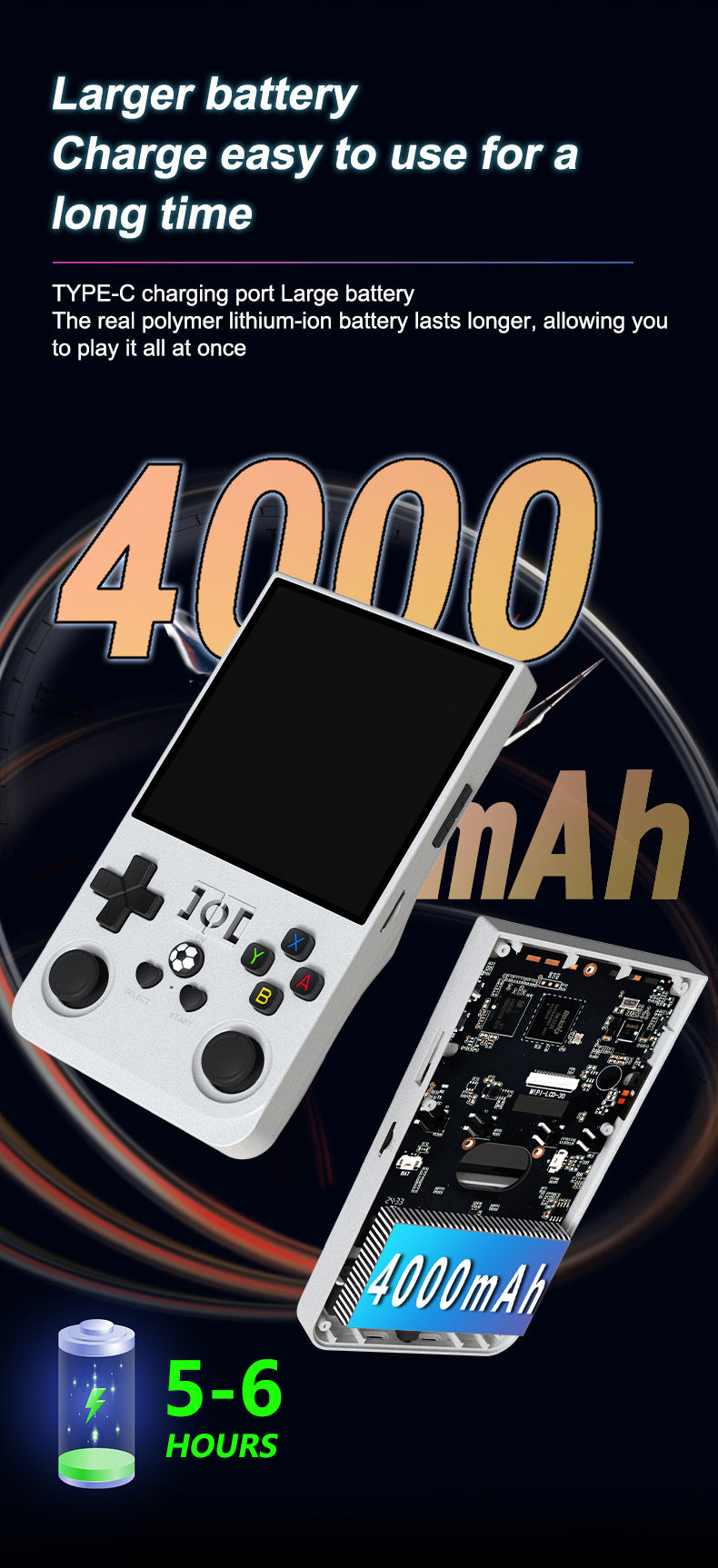 Game Console R36Max Retro Handheld Gaming Console - 4000 mAh Battery Life