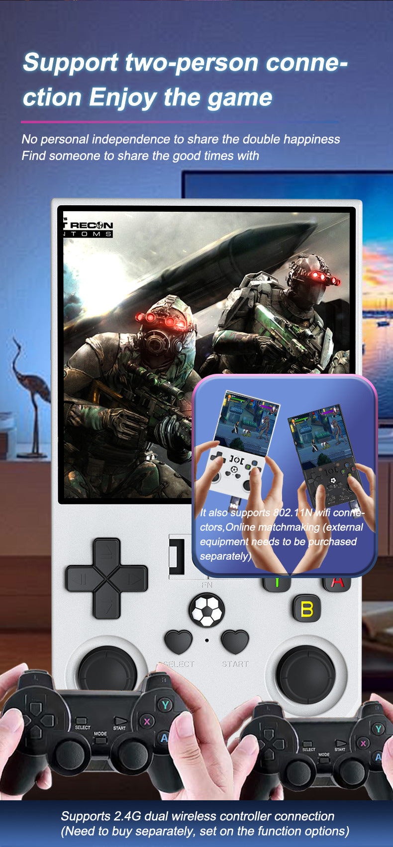 Game Console R36Max Retro Handheld Gaming Console - Support two person connection gaming