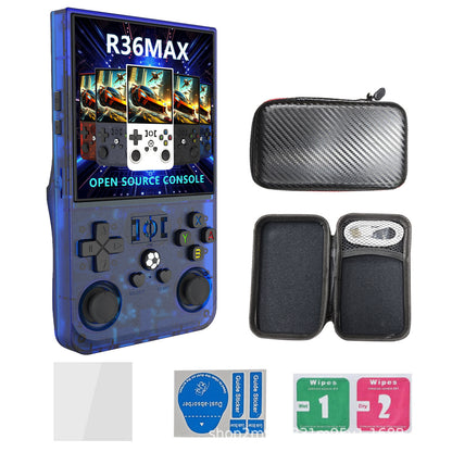 Game Console R36Max Retro Handheld Gaming Console - Transparent Blue