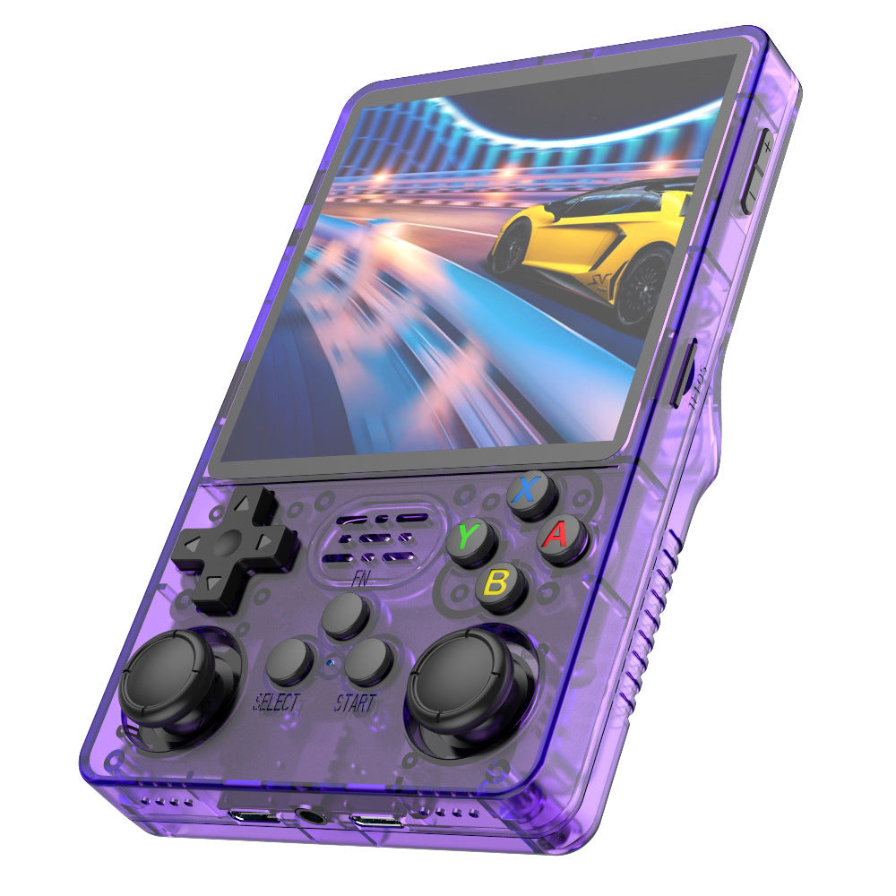 Game Console R36Plus Retro Handheld Gaming Console - Transparent Purple