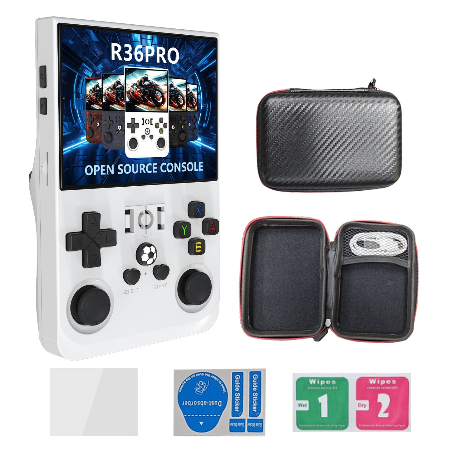 Game Console R36Pro Retro Handheld Gaming Console - White
