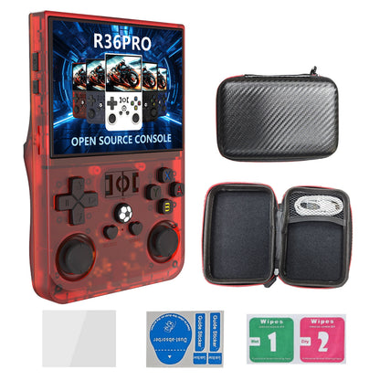 Game Console R36Pro Retro Handheld Gaming Console - Transprent Red