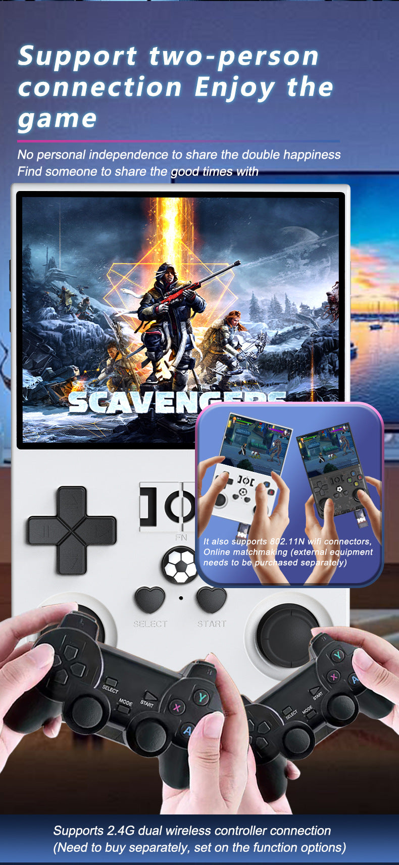 Game Console R36Pro Retro Handheld Gaming Console - Supports two player gaming wireless connection