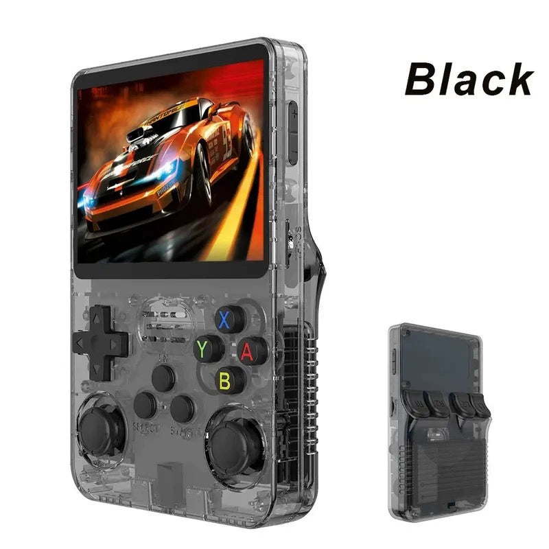Game Console R36S Retro Handheld Gaming Console - Transparent Black