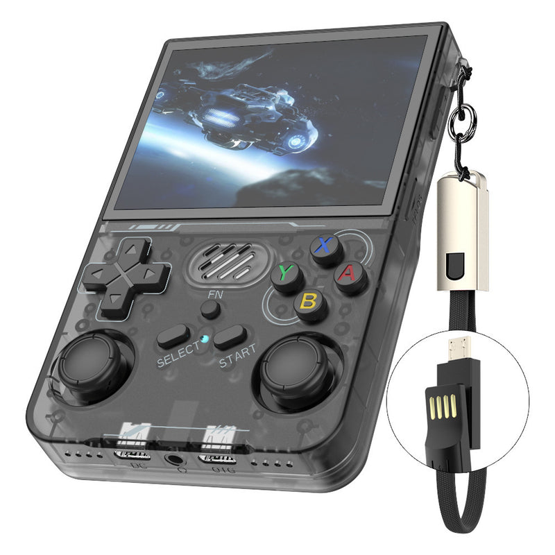 Game Console R36XX Retro Handheld Gaming Console - Transparent Black