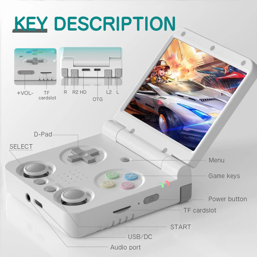 Miyoo Flip V2 Foldable Retro Handheld Game Console - Key Description