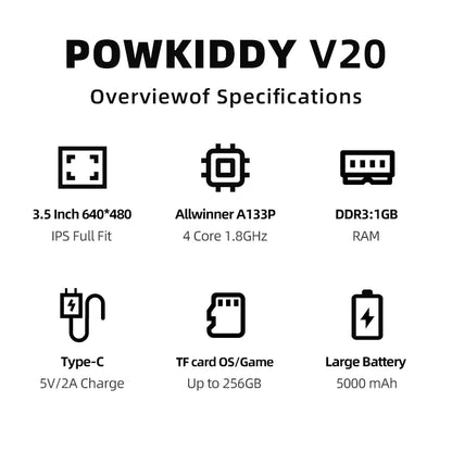 PowKiddy V20 3.5 Inch IPS Retro Handheld Game Console - Overview of Specifications