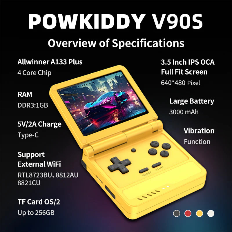 PowKiddy V90S 3.5 Inch IPS Foldable Retro Handheld - Overview of Specifications