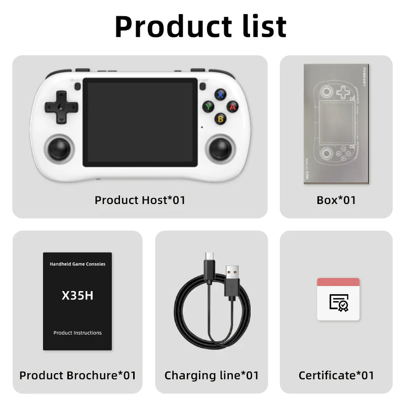 PowKiddy X35H Horizontal Retro Handheld Game Console - Accessories List