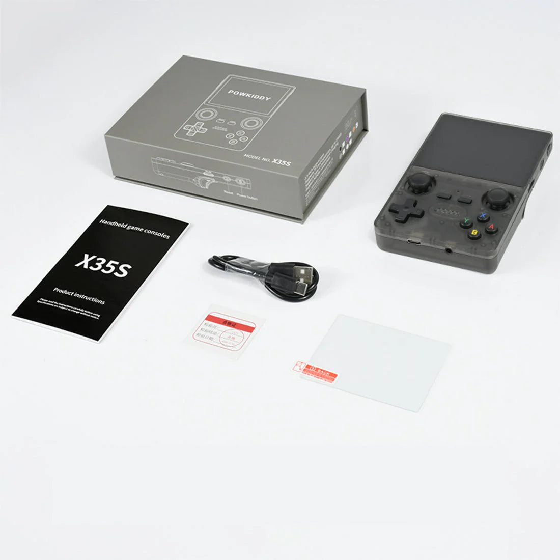 PowKiddy X35S Vertical Retro Handheld Game Console - Black Accessories