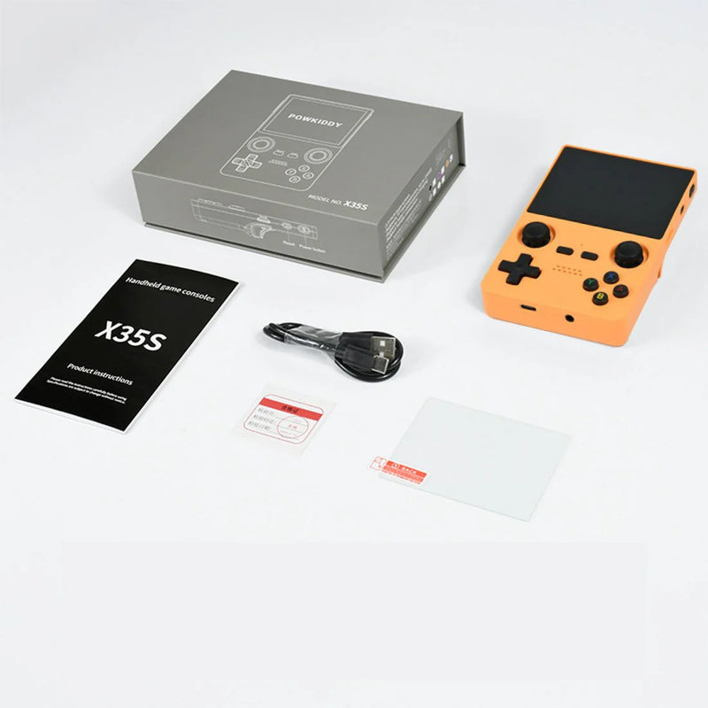 PowKiddy X35S Vertical Retro Handheld Game Console - Yellow Accessories