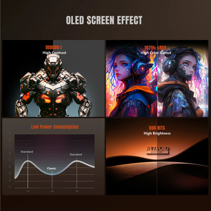 Retroid Pocket Classic Android Retro Handheld Game Console - OLED Screen Effect